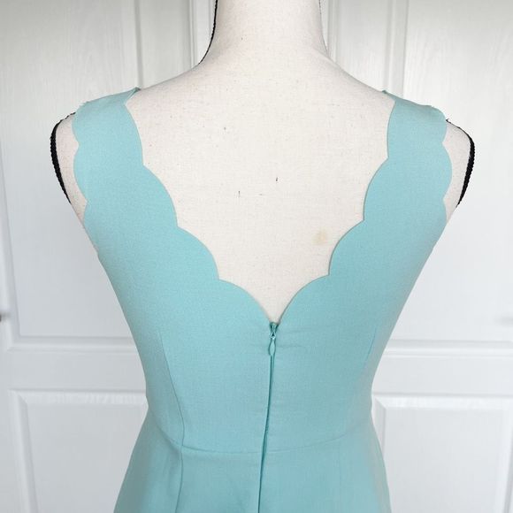 Loft 00P Baby Blue Scalloped Sleeveless Knee Length Dress - Picture 9 of 12